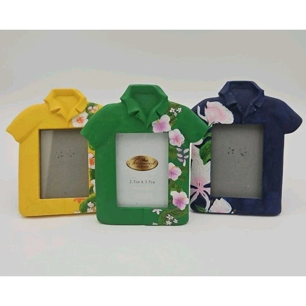 Picture Frame Shirt With Flower Frame Blue Green Yellow 2.5